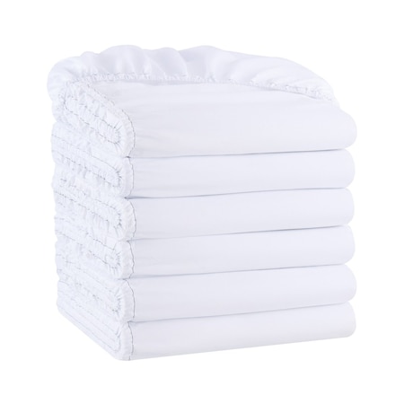 Arkwright Home Microfiber Fitted Sheets King White w/ Green Hem - Case of 24, 24PK MFS-788012