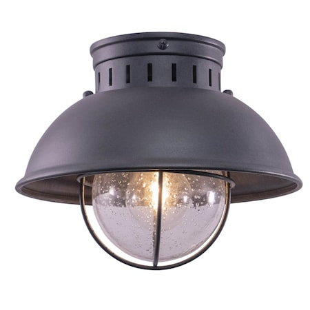 Vaxcel Harwich Gray Coastal Barn Dome Outdoor Flush Mount Ceiling Light Clear Glass T0264