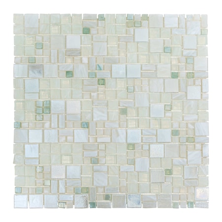 Apollo Tile Pearl White 12.4 in x 12.6 in Glass Glossy Floor and Wall Mosaic Tile 10.85 sqft/case, 10PK APLARS8802A