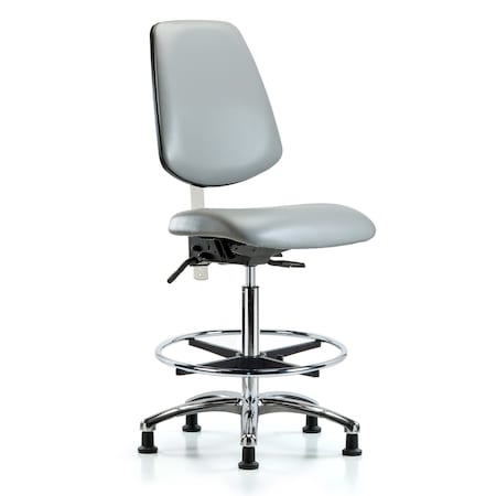 Blue Ridge Ergonomics Clean Room Chair Vin Hi Ben Chair, Med, Bk, Gld Dov, CL100, No Arms, 26" to 35-1/2" Height, Vinyl, Dove BR-NCR-VHBCH-MB-CR-T1-A0-CF-RG-8567
