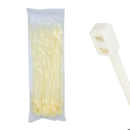 Cable Ties Unlimited Double Loop Cable Tie, 12 in L, 50 lb Strength, 3.0 in Max Bundle Dia, Nylon 6/6, Natural 100PK DL12-50-9C