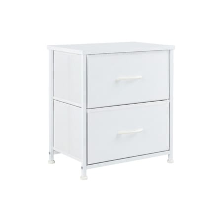 Homeroots 12" White Fabric Metal And Wood Two Drawer Dresser 635730