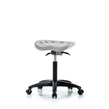 Blue Ridge Ergonomics Polyurethane Tractor Sit-Stand Stool - Medium Bench Height with Casters in Gray Polyurethane PTMBSO-RG-NF-RC-GRY