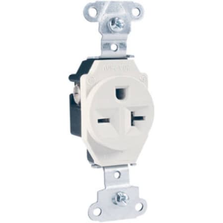 Legrand Straight Blade Receptacle, 6-20R, 20 A, 250V AC, 2 Pole, 3 Wire, Grounded 5851WCC8