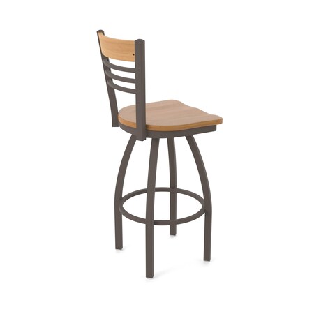 Holland Bar Stool Co Eleanor 25in Swivel Counter Stool with Bronze Finish, Medium Back and Medium Maple Seat 880