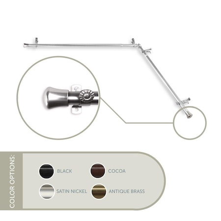 Kd 0.8125 in. Single Corner Curtain Rod with 28 to 48 in. Extension on Each Side, Satin Nickel KD3733731