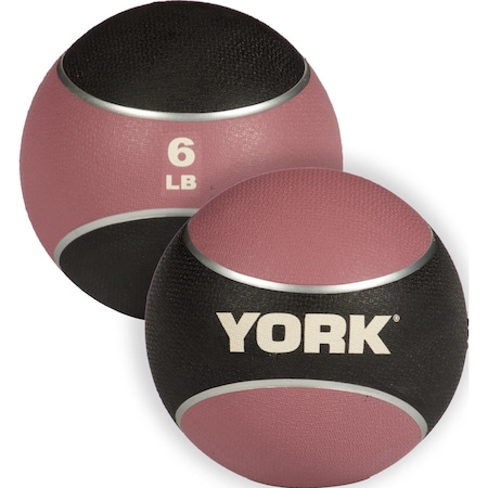 York Barbell 6 lbs 2 Tone Medicine Rubber Ball, Pink 65106