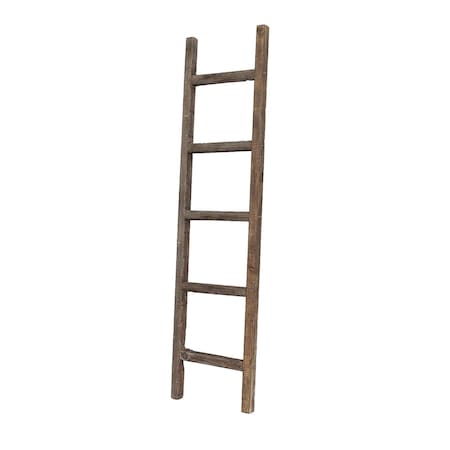 Homeroots 5 Step Rustic Espresso Gray Wood Ladder Shelf 380328