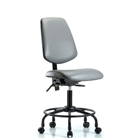Blue Ridge Ergonomics Vinyl Chair, Desk, Round Tube Base, Med Back, Tilt, Casters, Sterling BR-VDHCH-MB-RT-T1-A0-RC-8840