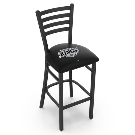 Holland Bar Stool Co 30" Blk Wrinkle Los Angeles Kings Stationary Bar Stool, Ladder Back L00430LAKing