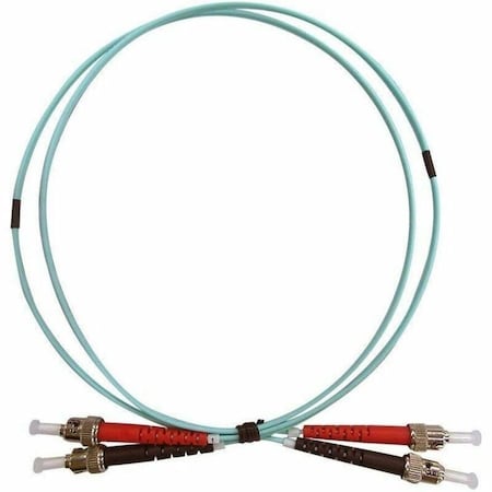 Monoprice MULTI-MODE OM4 FIBER OPTIC CABLE - ST-ST UL 3MM 50/125 OFNR DUPLEX AQU 39436