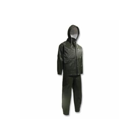 Onguard Webtex 3-Pc Rain Suit with Hooded Jacket/Bib Overalls, 0.65 mm Thick, Heavy-Duty Ribbed PVC,  868-7601800.LG