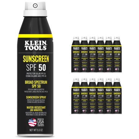 Klein Tools Sunscreen Spray, SPF 50, PK12 SPF50SPY55