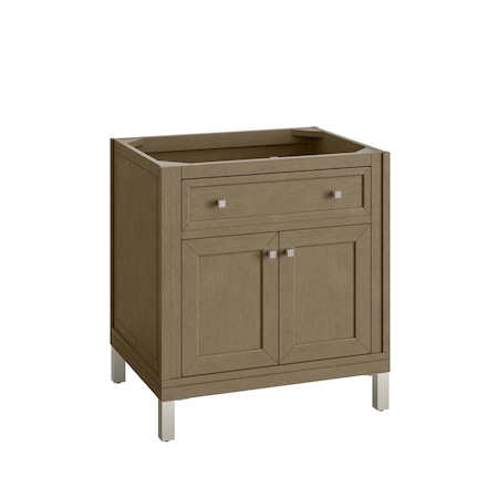 James Martin Vanities Chicago 30in Single Vanity, Walnut Whisper, w/ 3 CM Parisien Bleu Silestone Top 503-V30-WLW-3PBL