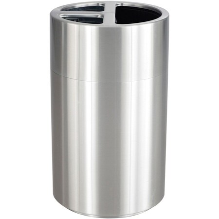 Safco 40 gal Round Recycling Bin, Stainless Steel, Aluminum, Rigid Plastic 9941SS