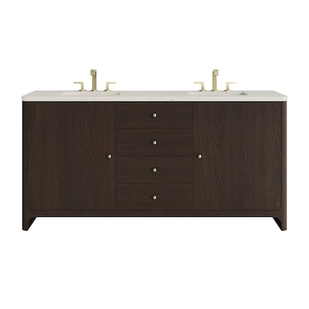James Martin Vanities Gracyn 72" Double Vanity, Sable, w/ 3 CM Siberian Silestone Widespread Top D125-V72-SBL-WSFR