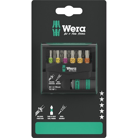Wera Bit-Check 12 Wood TX HF 1 SB, 12 pieces 5073641001