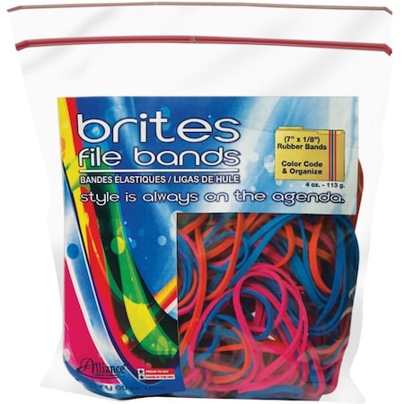 Alliance Rubber BANDS, FILE, BRITES, 7in, 4OZ, 50PK ALL07800