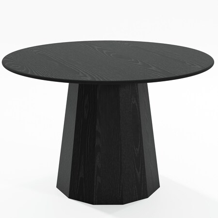 Homeroots 46" Black Solid Wood Pedestal Base Round Top Dining Table 721059