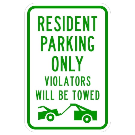 Sign Solutions Usa Parking Sign, 12 in W, Aluminum Sign, White DCS10HWT1218CUS00089