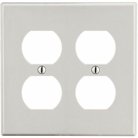 Hubbell Wiring Device-Kellems Wallplate, Mid-Size 2-Gang, 2) Duplex, Light Almond PJ82LA