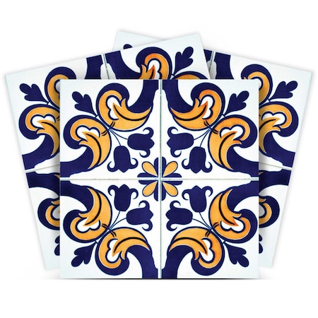 Homeroots 12" X 12" Blue Mikos Removable Peel and Stick Tiles 555978