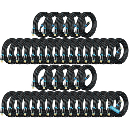 Maximm 8ft 4K 60Hz 18Gbps HDMI 2.0 Braided Cable, 50PK HD2-8FT-50PK