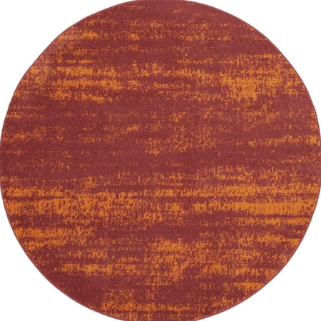 Homeroots 6' Red And Orange Round Abstract Indoor Outdoor Area Rug 545981