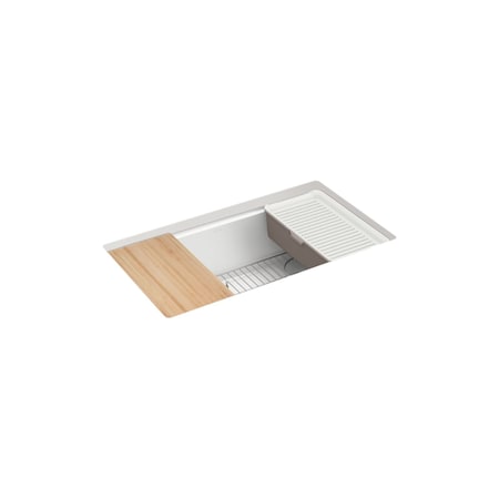 Kohler Billings 32-1/2 undermount single-bowl workstation kitchen sink Matte White 33710-PC-CM6