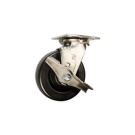 Service Caster 6 Inch Stainless Steel Polyolefin Swivel Caster with Roller Bearing and Brake SCC-SS30S620-POR-TLB