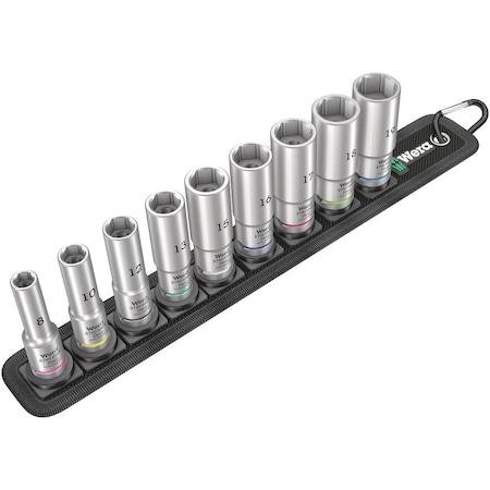 Wera Belt B Deep 1 socket set, 3/8 in drive, 9 pieces 5004545001