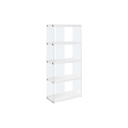 Homeroots 59" White Glass Four Tier Etagere Bookcase 333149