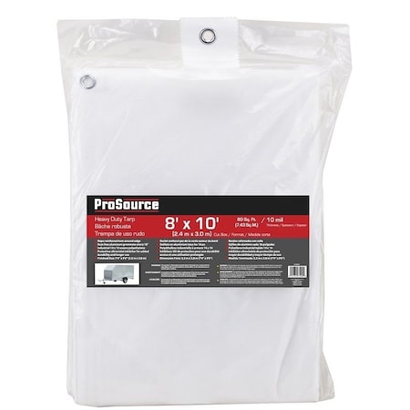 Prosource Tarp, 10 Mil, White, Plastic TW0810
