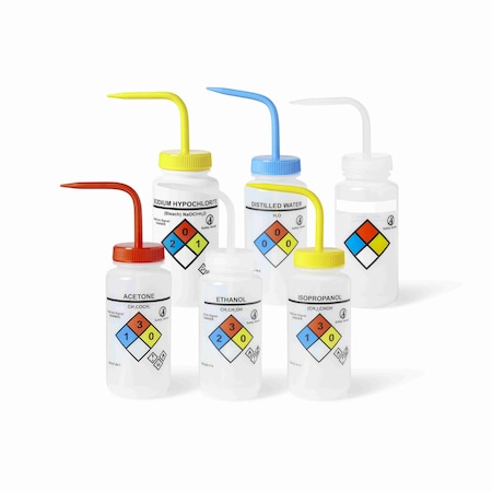 United Scientific UniSafe Assorted Wash Bottles, 500mL, 6PK UN37200AST1