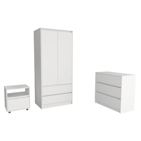 Homeroots Three Piece White Bedroom Set 526358