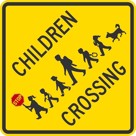 Lyle Children Crossing (w/graphic), 24x24, Diamond Grade, Yellow G-12611-DG_24x24