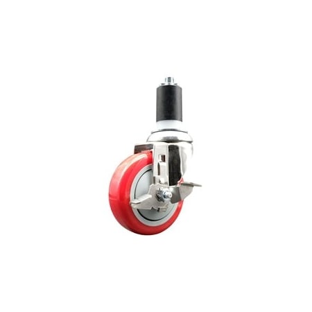 Service Caster 4 Inch 316SS Red Polyurethane Swivel 1-1/2 Inch Expanding Stem Caster Brake SCC-SS316EX20S414-PPUB-RED-TLB-112
