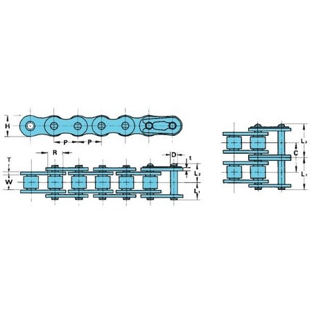 Tsubaki Roller Chain, Riveted Pin, 3/4 in Pitch, 2 Strand, Stainless Steel, 10 ft RS12B-2RB