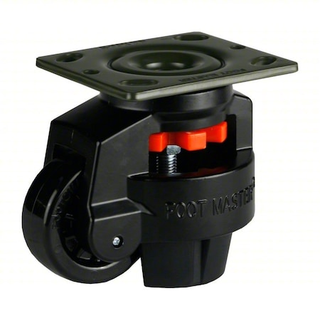 Foot Master Plate Caster, Nylon, 120mm H GD-100F-BLK-PUS