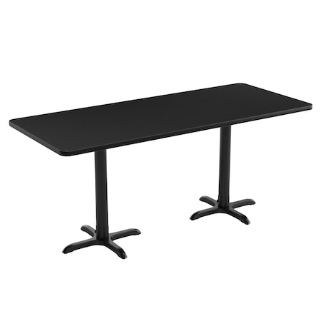 Flash Furniture Commercial Black Laminate Tabletop-Dual Table Height Crisscross Bases, 72 in x 30 in XU-BLKTB-3072-T2222-GG