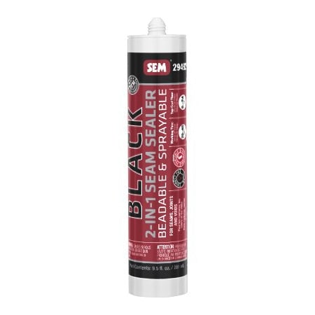 Sem 2-in-1 Seam Sealer, 9.5 oz Tube, Black, Liquid, 24 hr Curing 29492