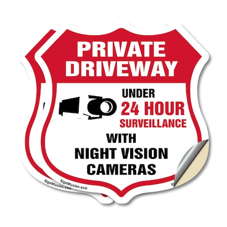 Signmission Private Driveway Shield Sign Under 24 Ho, 4 inch X 4 inch, Vinyl Decal, 2PK SHI-D-2PACK-4-437