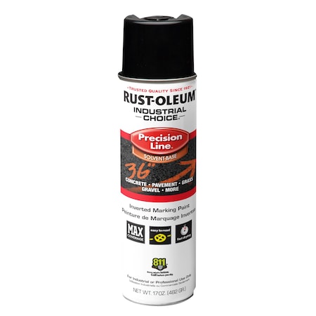 Rust-Oleum Precision Line Marking Paint, Inverted, Black, 20 oz 1675838V