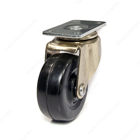 Richelieu Heavy-Duty Furniture Caster, Swivel Without Brake, with Plate, Brass, Black F28469