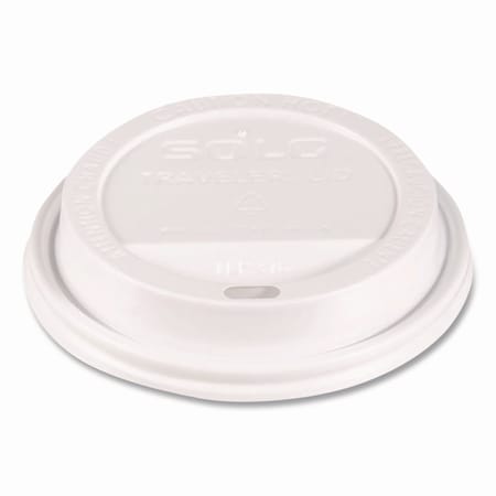 Solo Traveler Hot Cup Lids, Fits 12 oz to 16 oz Hot Cups, Plastic, White, 100PK TLP316-0007