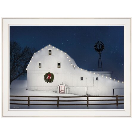 Homeroots Christmas Starry Night 1 White Framed Print Wall Art 406274