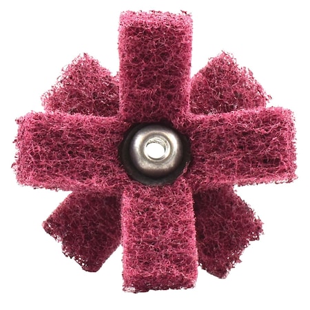 Superior Abrasives SATIN CROSS BUFF HIGH STRENGTH AO 1.5" X 8-32 3-PLY 4-FINGERS MED A018692