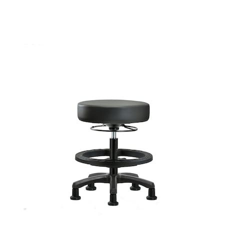 Blue Ridge Ergonomics Vinyl Mini-Stool, Med Bench, BF, Glides, Carbon BR-VMBMS-RG-BF-RG-8823