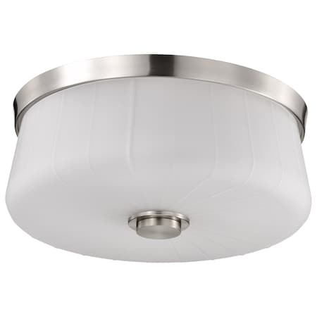 Nuvo Lune, 3 Light Flush Mount, Brushed Nickel Finish, Etched White Glass 60/8220