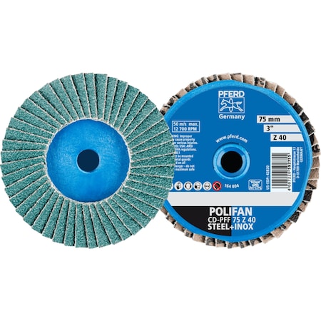 Pferd 3'' POLIFAN Mini Flap Disc - Flat - Zirconia - 40 Grit 42820